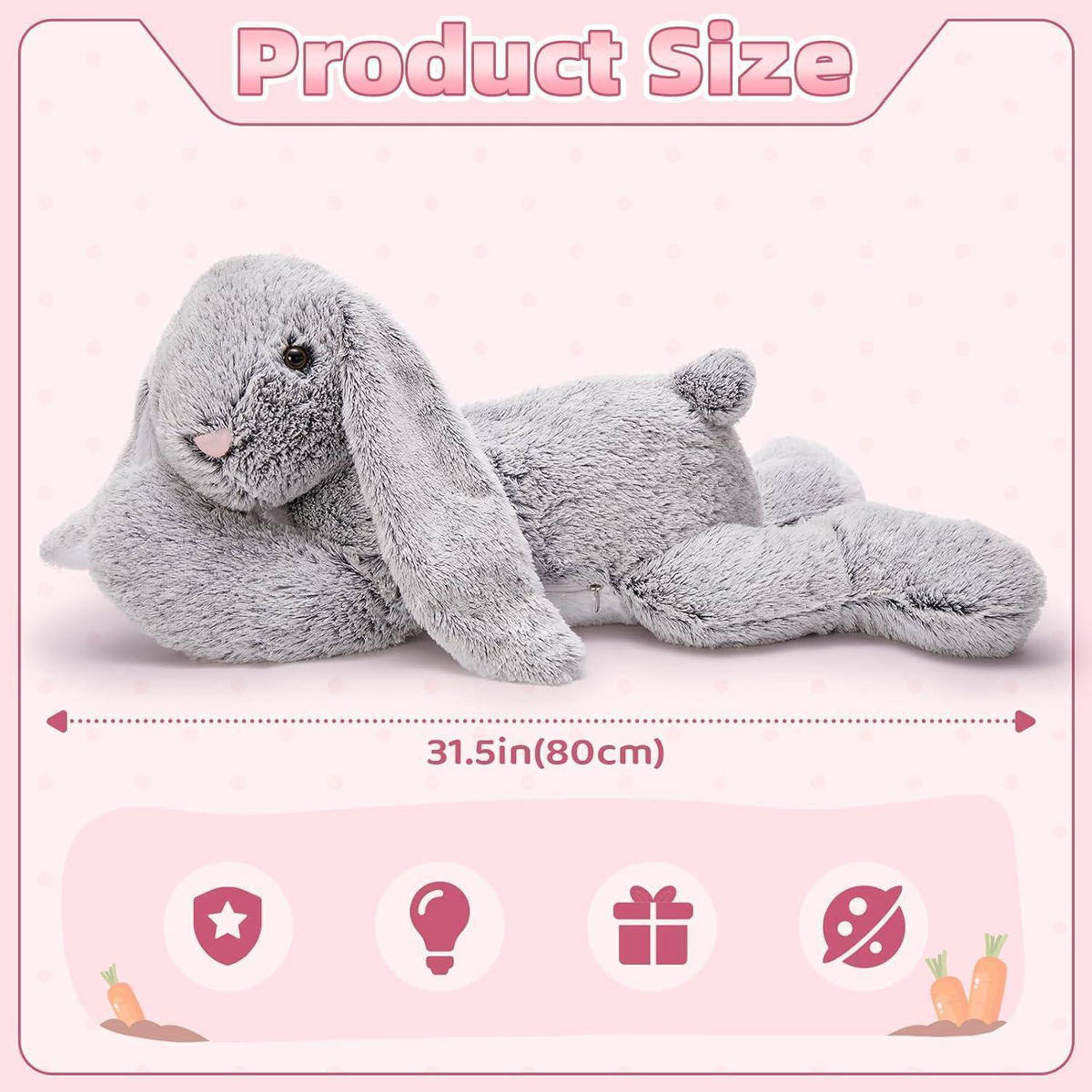STOFFTIER Hase 80 cm Grau - Grau, Textil (55/80cm)