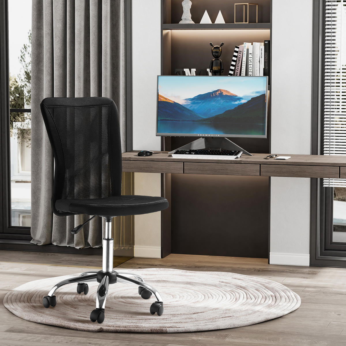 DREHSTUHL DE-11641 höhenverstellbar Chromgestell 360° Schwarz - Schwarz, Textil (58/100/43cm) - ComfortXL