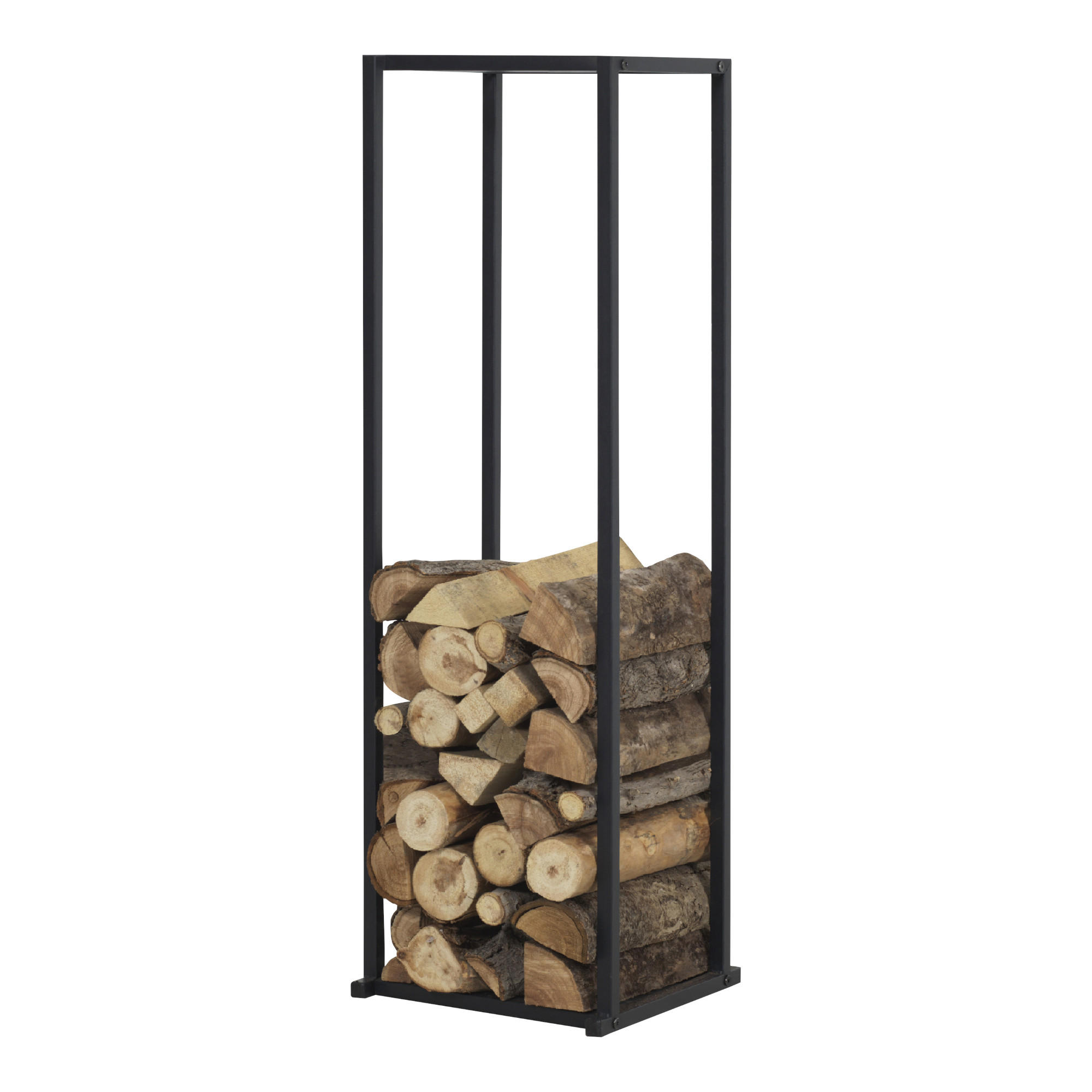 KAMINHOLZREGAL Tibro - Schwarz, Metall (35/120/35cm) - [en.casa]