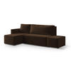 ECKSOFA VELOTTI L-S Braun Plüsch-Stoff mit Schlaffunktion - Braun, Holz (261/143cm) - MASSENO