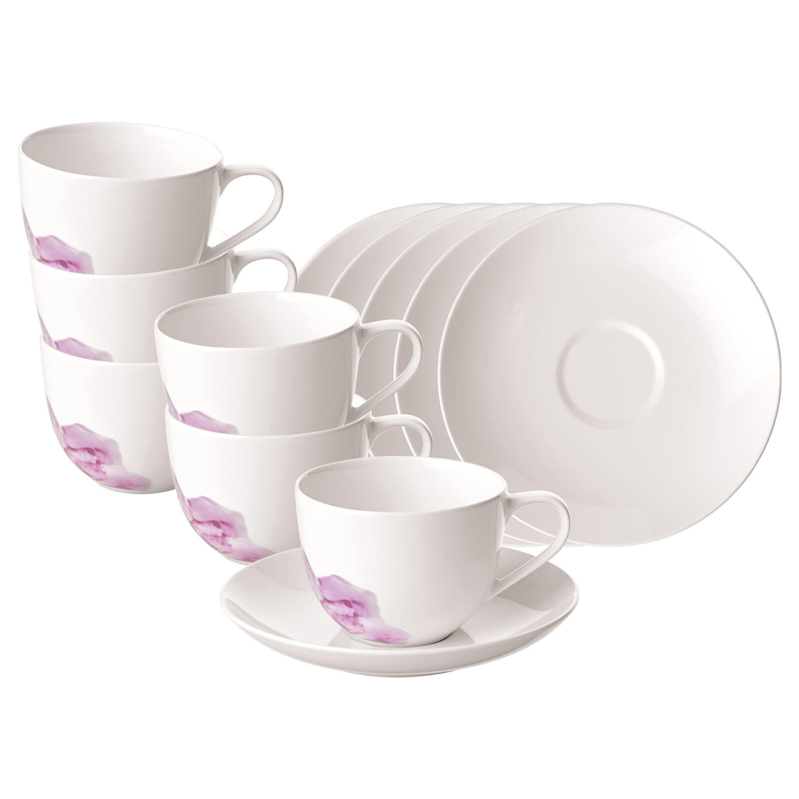 KAFFEETASSEN MIT UNTERTASSEN Rose Garden weiß 160 ml 6er Set - Weiß, Keramik (14.8/8.8/14.8cm) - Villeroy & Boch