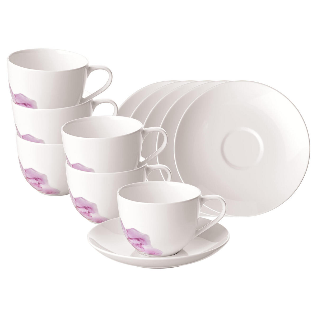 KAFFEETASSEN MIT UNTERTASSEN Rose Garden weiß 160 ml 6er Set - Weiß, Keramik (14.8/8.8/14.8cm) - Villeroy & Boch