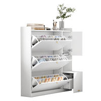SCHUHSCHRANK 119/24/122 cm weiß aus Spanplatte mit Sitzbank - Weiß, Holzwerkstoff (119/122/24cm) - OKWISH