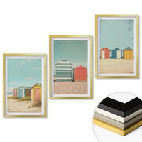 WANDBILDER 3er Set - 40x60 cm Goldrahmen - Bunte Häuser, Strand, Sonne - Goldfarben, Kunststoff (40/60cm) - ArtPrintCave