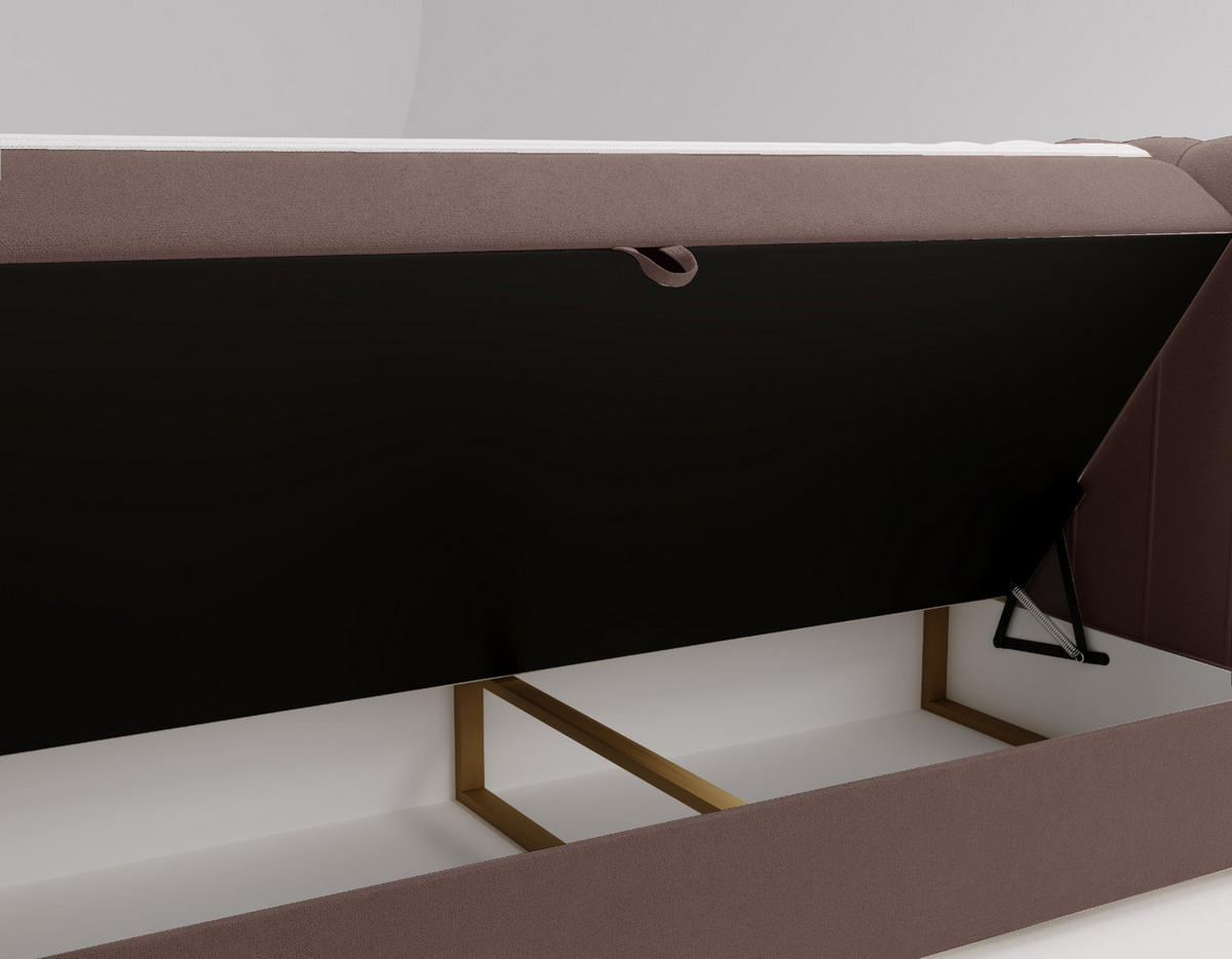 BOXBETT OSLO mit Bettkasten, Stoff Komodo Braun 120x200 cm - Braun, Holz (120/200cm) - Kaiser Möbel