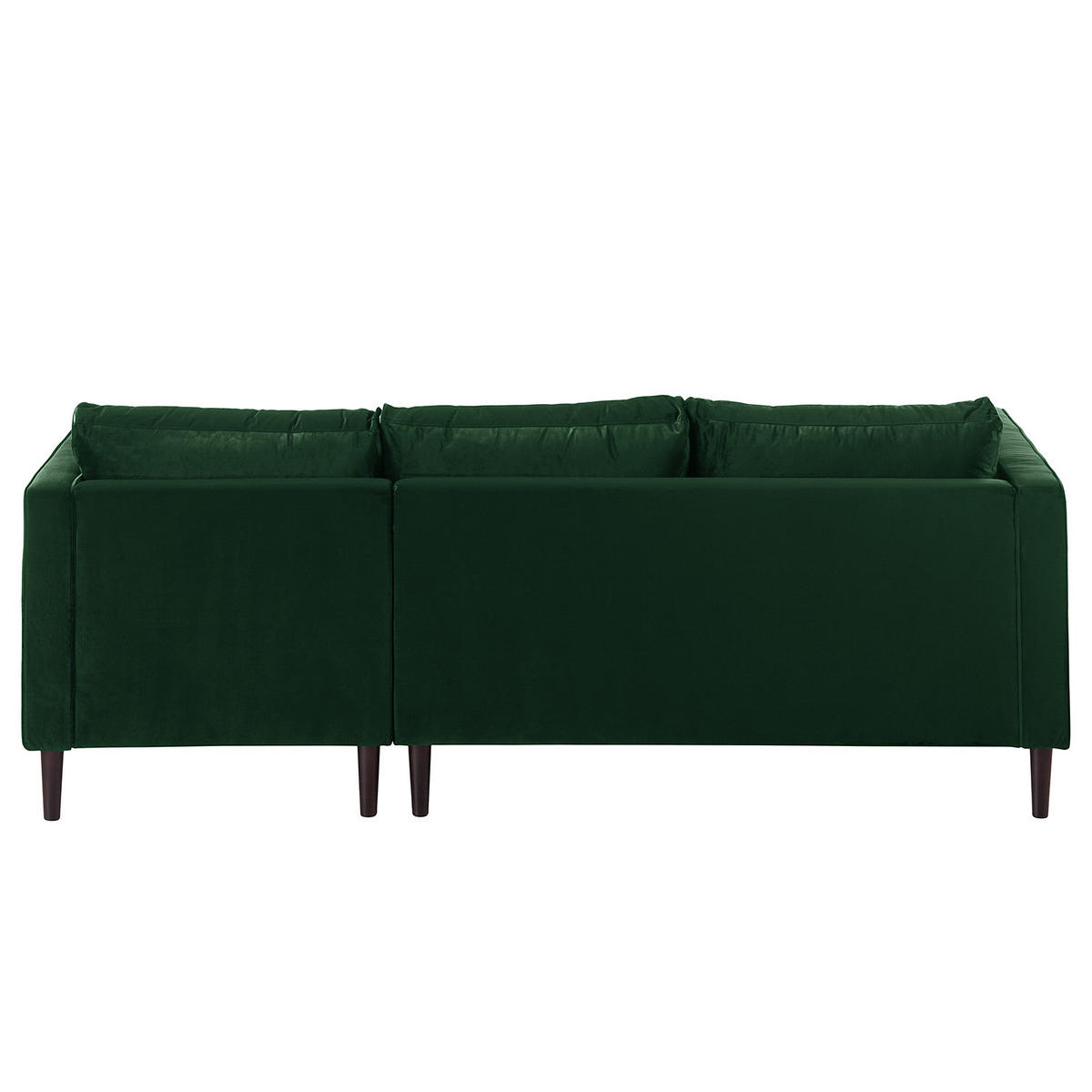 ECKSOFA - Samt - Dunkelgrün/Dunkelbraun, Birkenholz/Textil (201/155cm) - home24