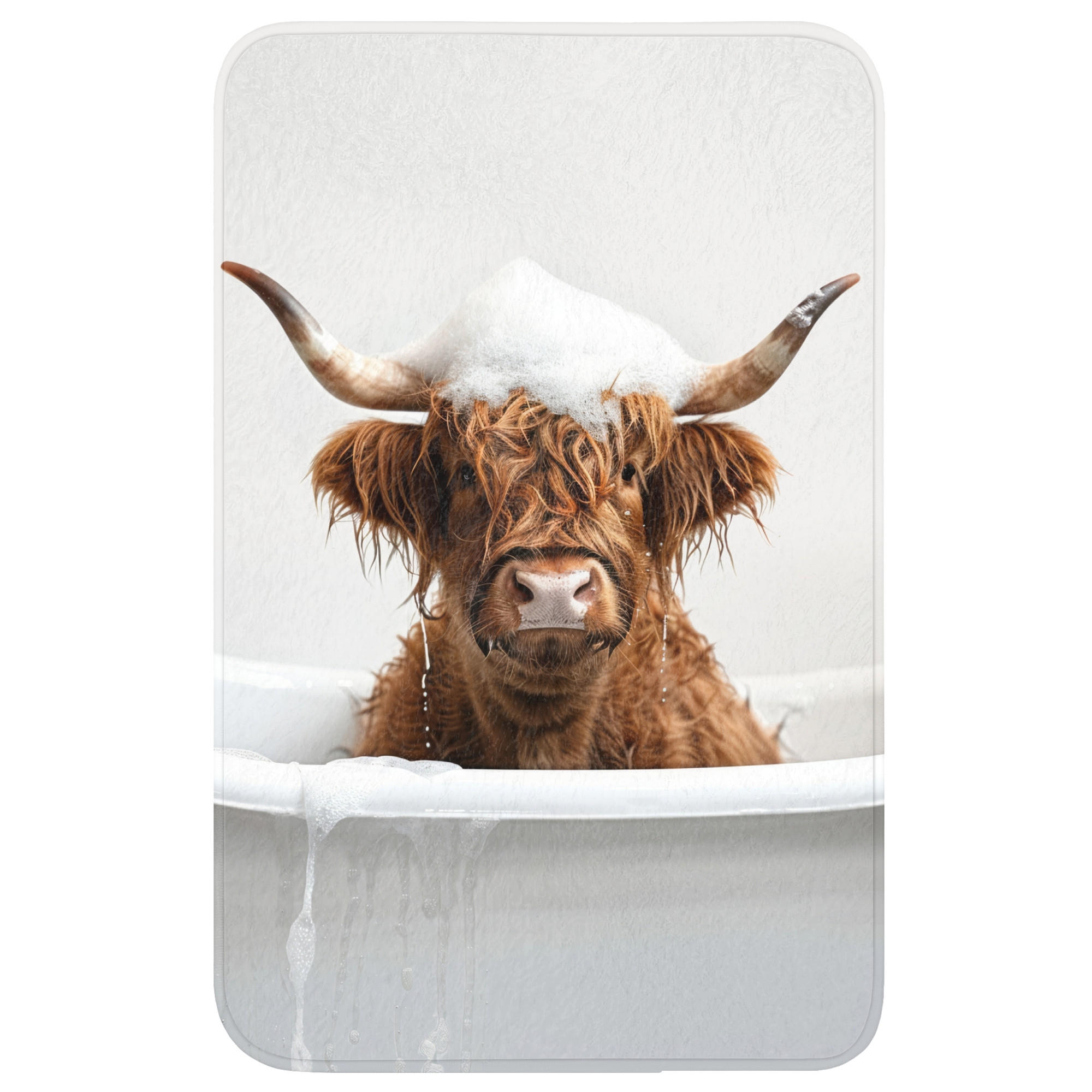 WC-VORLEGER Schottischer Highlander - Bad - Kuh - Tiere - Schaumstoff WC Teppich 50x80 cm - Weiß, Kunststoff/Textil (50/80cm) - OnlyWow