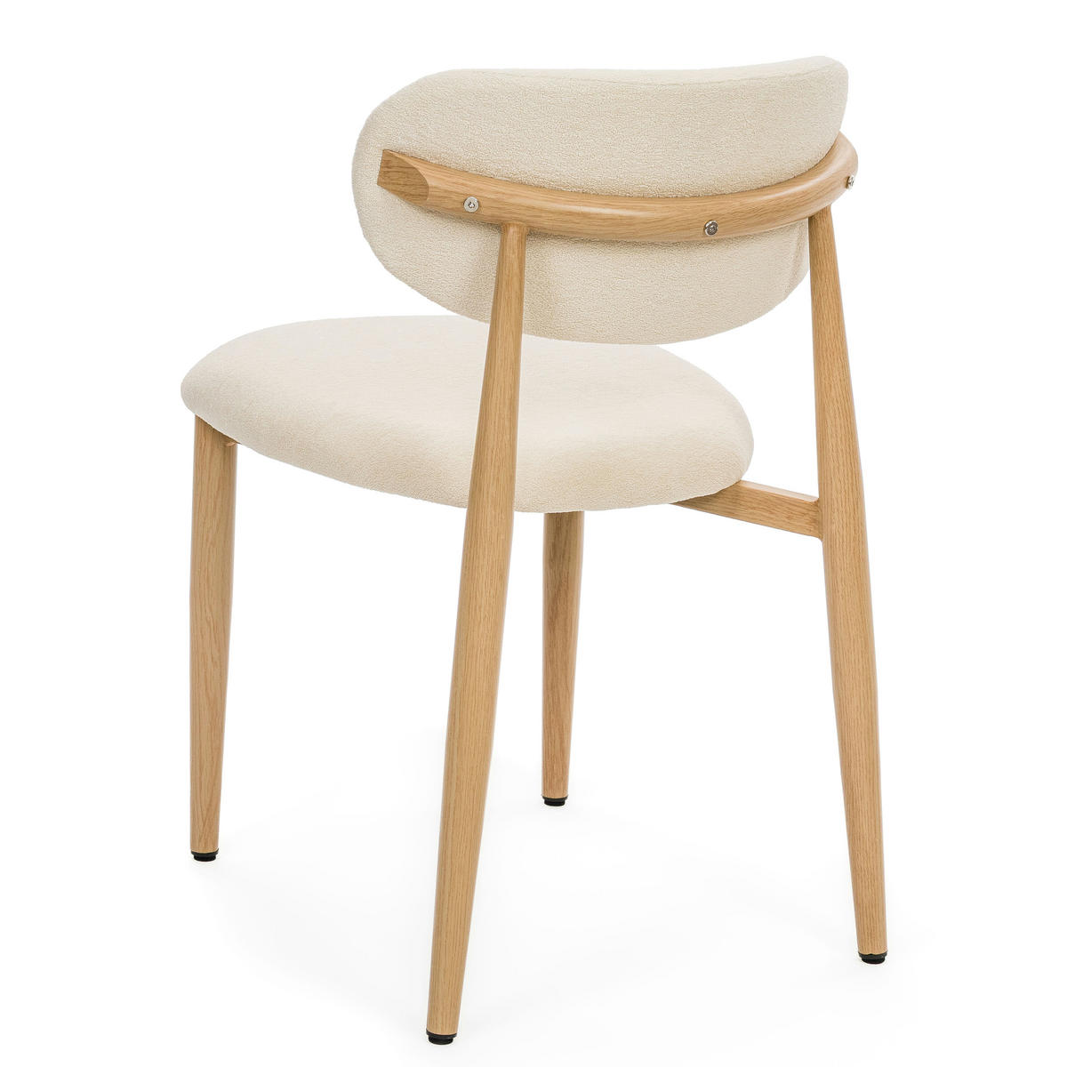 STUHL ALMO gepolstert Beine in Holzoptik - creme - Boucle - Eichefarben/Creme, Textil/Metall (47/77/54cm) - NEW HOME