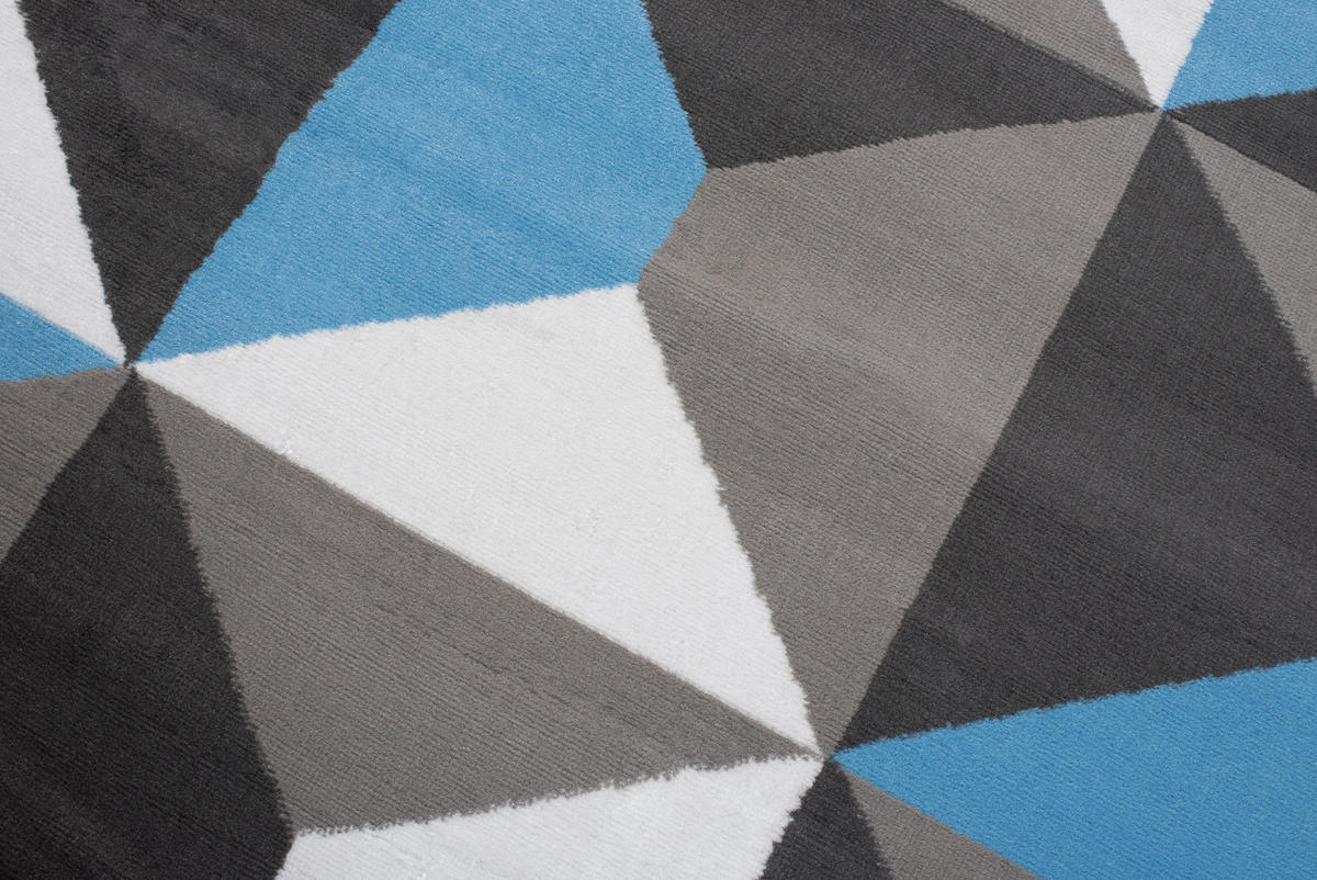 TEPPICH MAYA Blau Vierecke Geometrisch Figuren 250/300 cm - Blau, Textil (250/300cm) - Tapiso