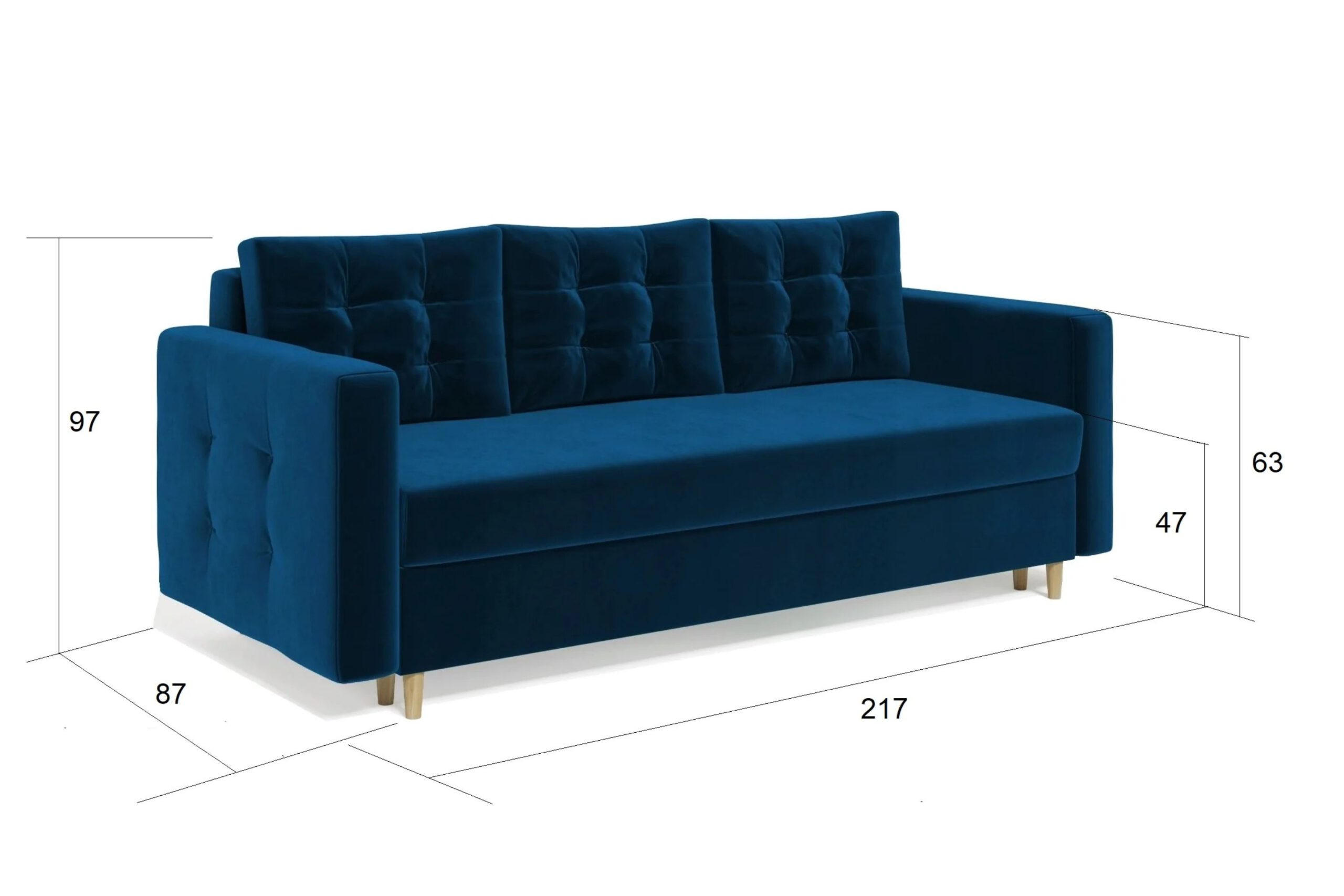 SCHLAFSOFA PETI, Sofa mit Schlaffunktion und Bettkasten, Farbe: Grün, Veloursstoff - Grün, Textil (217/97/87cm) - Sepro Meble