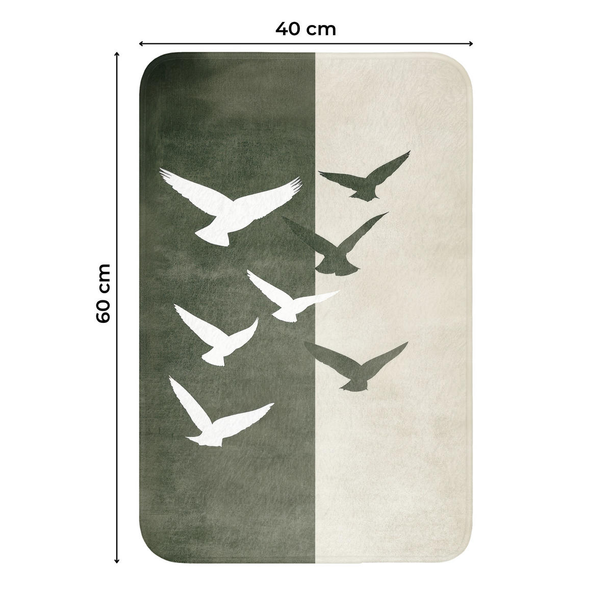 WC PŘEDLOŽKA Japandi - Pták - Zelený 40x60 cm - olivově zelená, textil/plast (40/1cm) - OnlyWow
