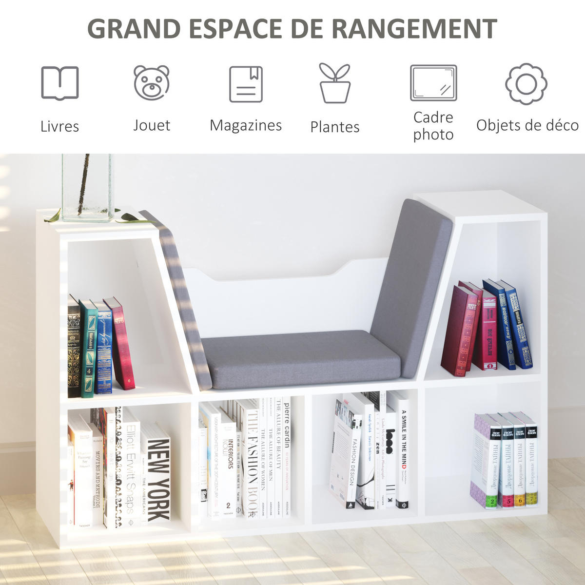 REGAL DE-15456 2-in-1 mit Sitzkissen Grau - Grau, Holzwerkstoff (30/61/102cm) - ComfortXL