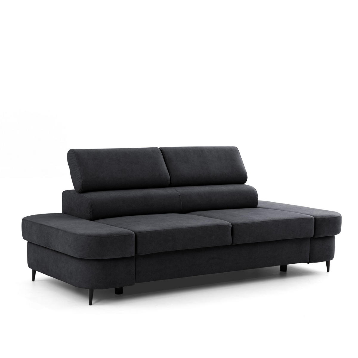 2-SITZER Sofa PRIAM 206 cm Velours Schwarz - Schwarz, Holz/Textil (206/95/102cm) - Muffo