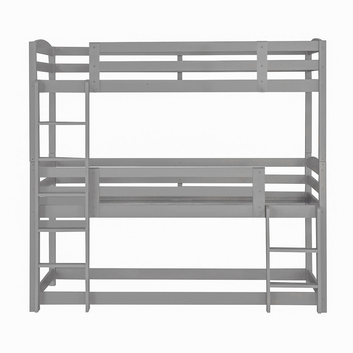 ETAGENBETT für 3 Personen 90x200 cm Kiefernholz Grau - Grau, Holzwerkstoff (90/200cm) - Beauniv