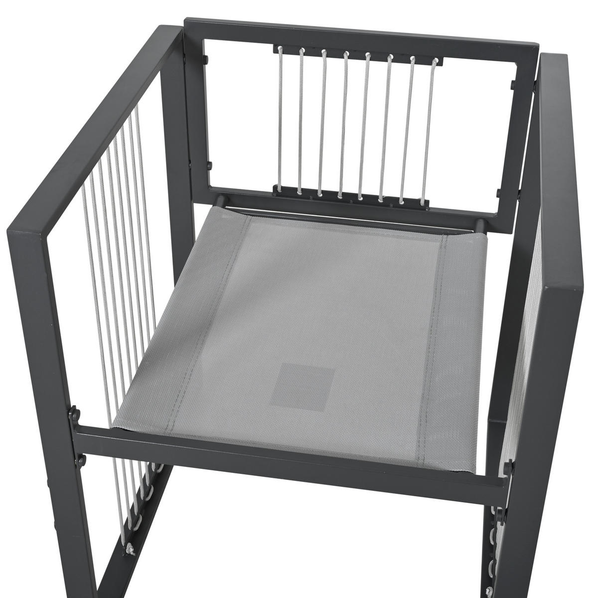LOUNGEGARNITUR 117/117 cm Schwarz/Weiß aus Metall mit Hartglas 7er Set - Schwarz, Metall - OKMYHOME