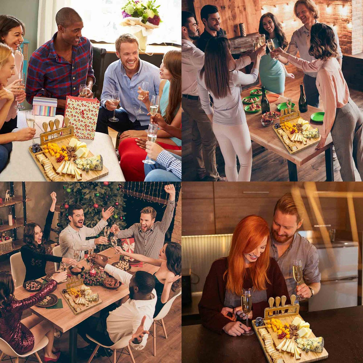 KÄSEBRETT mit Käsemesser Set (35x28cm) - Beige, Holz (28/35.5cm) - BlauKe