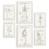 POSTER Set Mit 6 Yoga Musen 2 A3 & A4 Weißer Rahmen - Weiß, Papier (29/3/42cm) - Nacnic