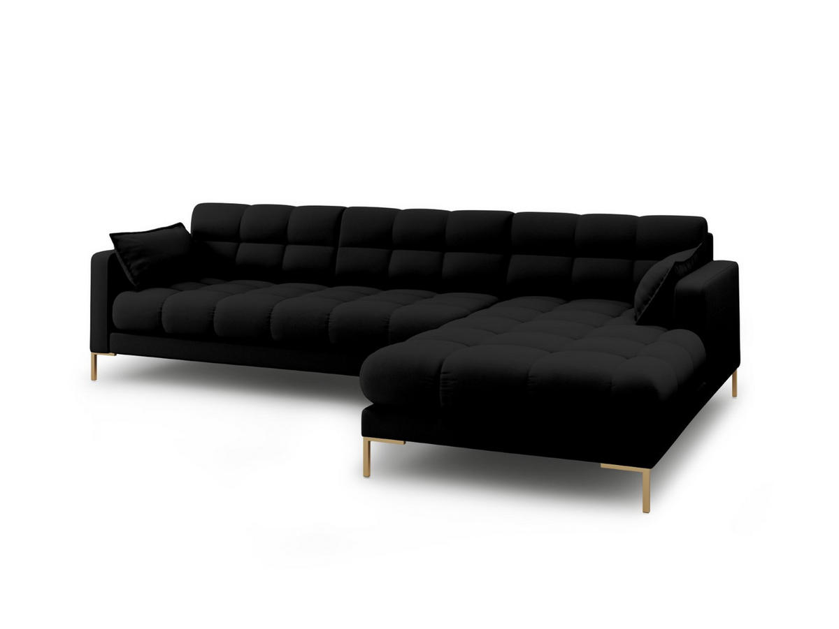 ECKSOFA rechts Mamaia aus strukturiertem Stoff schwarz 5 Sitzplätze - Schwarz, Textil (185/293cm) - Micadoni