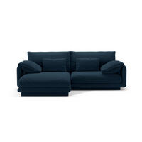 ECKSOFA links Torino aus strukturiertem Stoff marineblau 3 Sitzplätze - Blau, Textil (170/220cm) - Micadoni