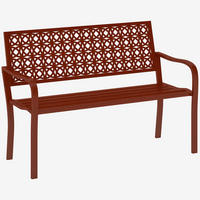 AUSSENBANK DE-08284 für 2 Personen, mit ausgeschnittener Rückenlehne Rot - Rot, Metall (63/85/127cm) - ComfortXL