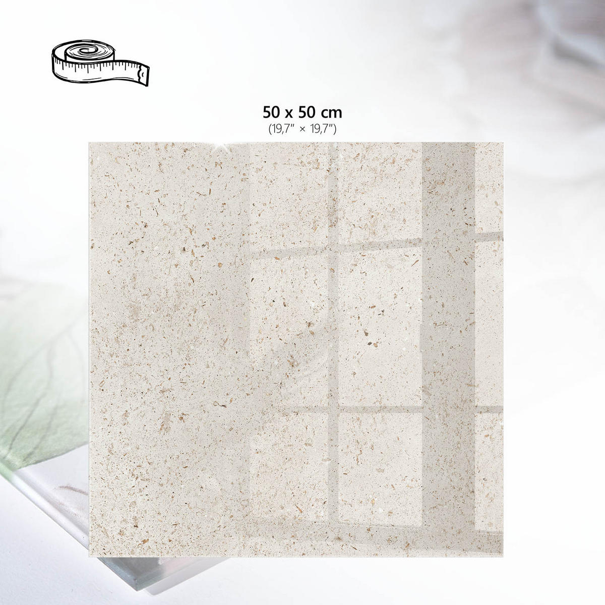 TISCHPLATTE 50x50 cm – Cremig und beruhigend - Blau, Glas (50/50/0.4cm) - Wallfluent