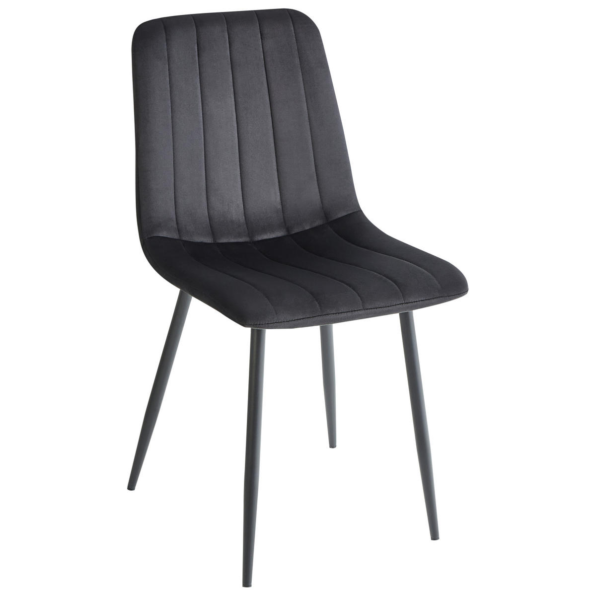 ESSZIMMERSTUHL 4er-Set Samtstoff Schwarz Kalispell - Schwarz, Textil (45/88/62cm) - Beliani