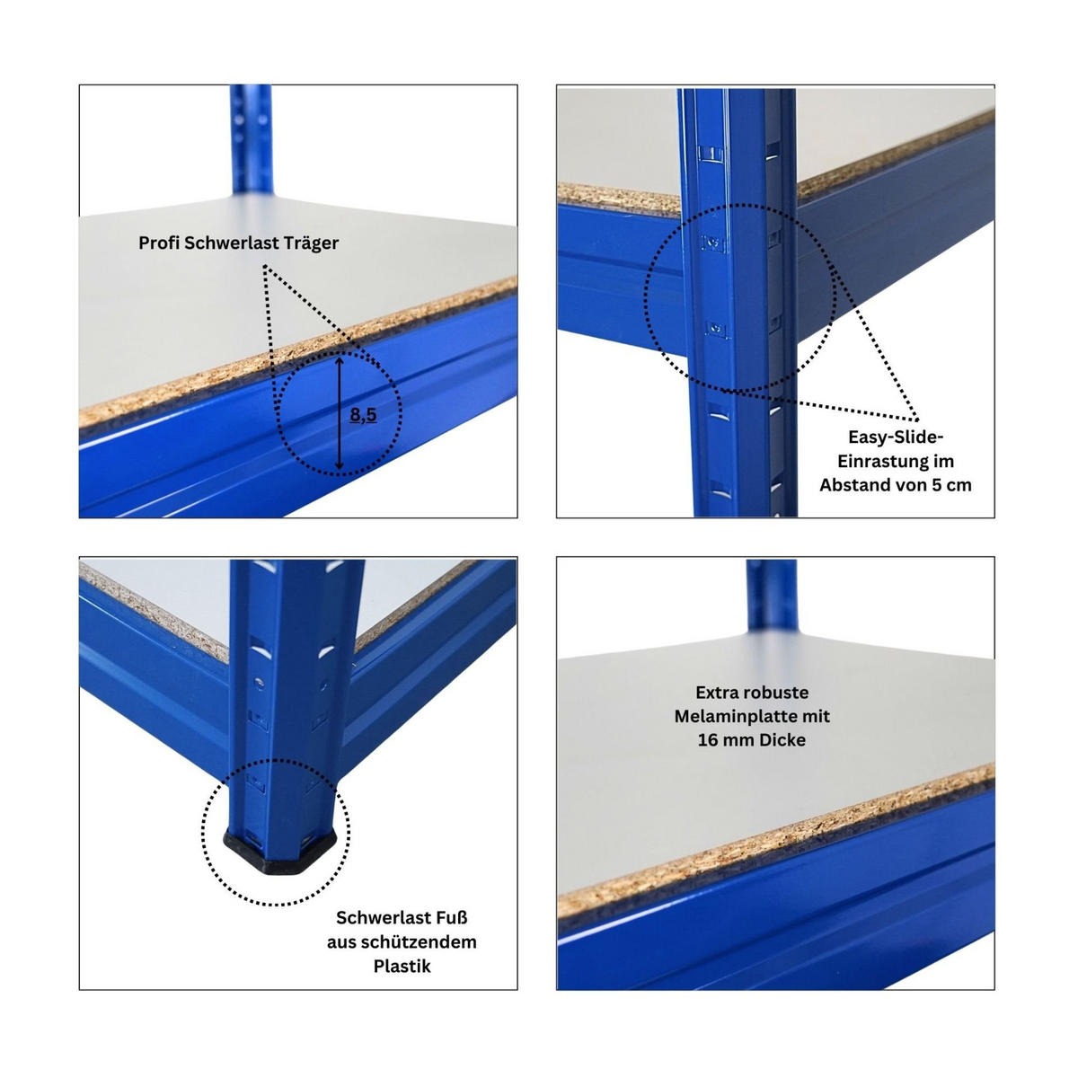 SCHWERLASTREGAL Dino 2er-Set 180x200x60cm Melamin-Ebenen Blau - Blau, Metall (400/180/60cm) - PROREGAL