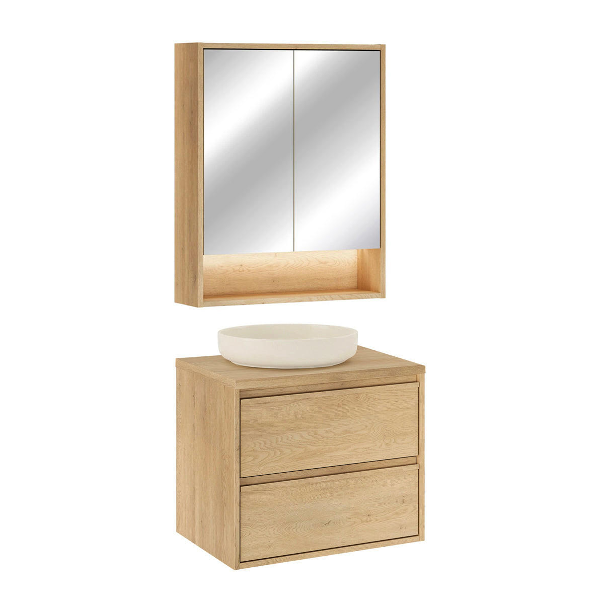 BADMÖBEL 60cm Edmé 2er-Set Holz - Braun, Holzwerkstoff (60/52.2/46cm) - Petits-meubles