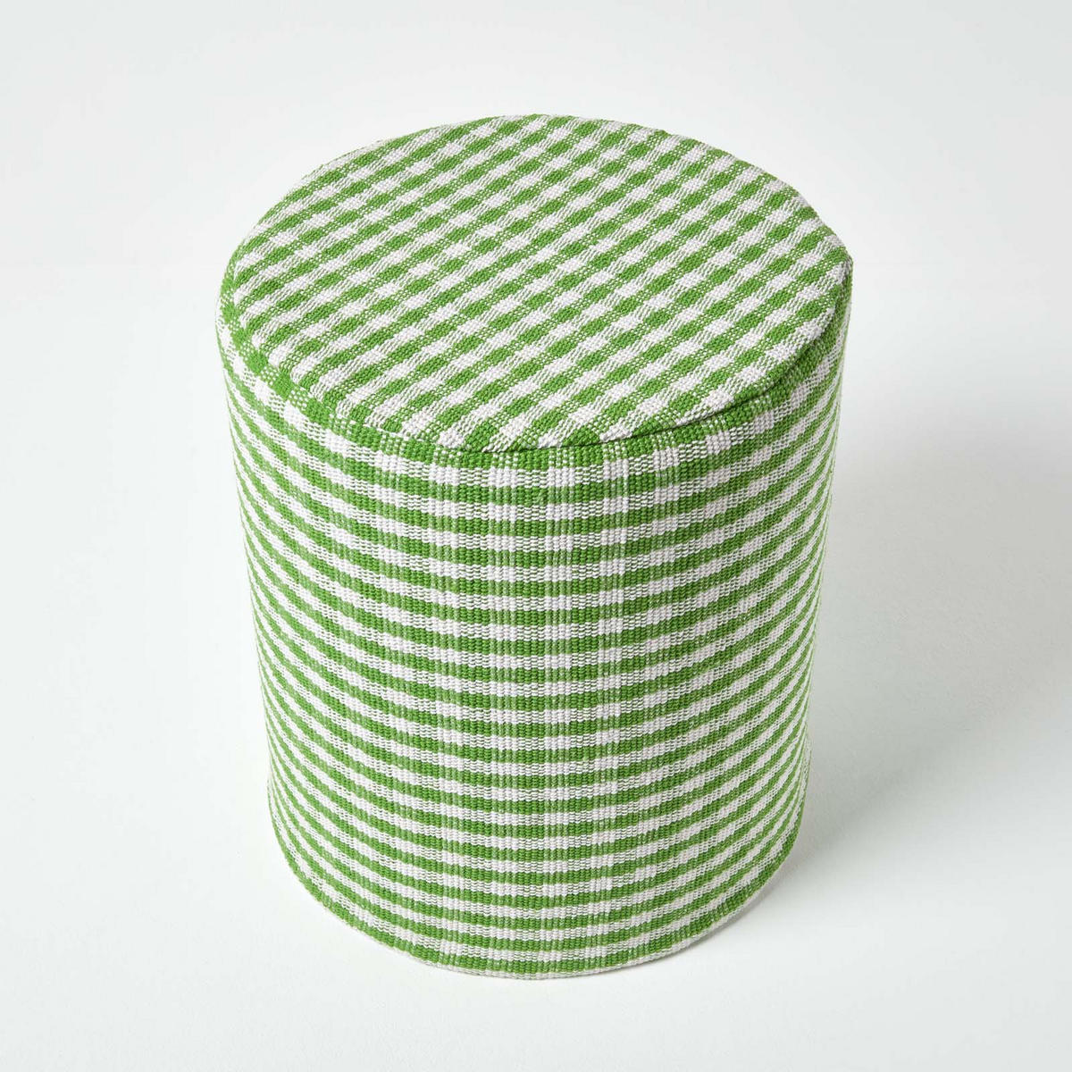 SITZPOUF Vichy-Karo grün, Hocker rund 40/40/42 cm - Grün, Textil (40/42/40cm) - Homescapes