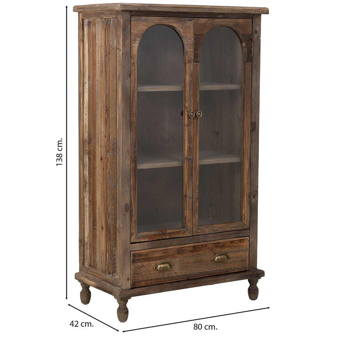 VITRINE mit 2 türen und 1 schublade 80x42x138 cm - Braun, Holz (80/138/42cm) - Wanderlust