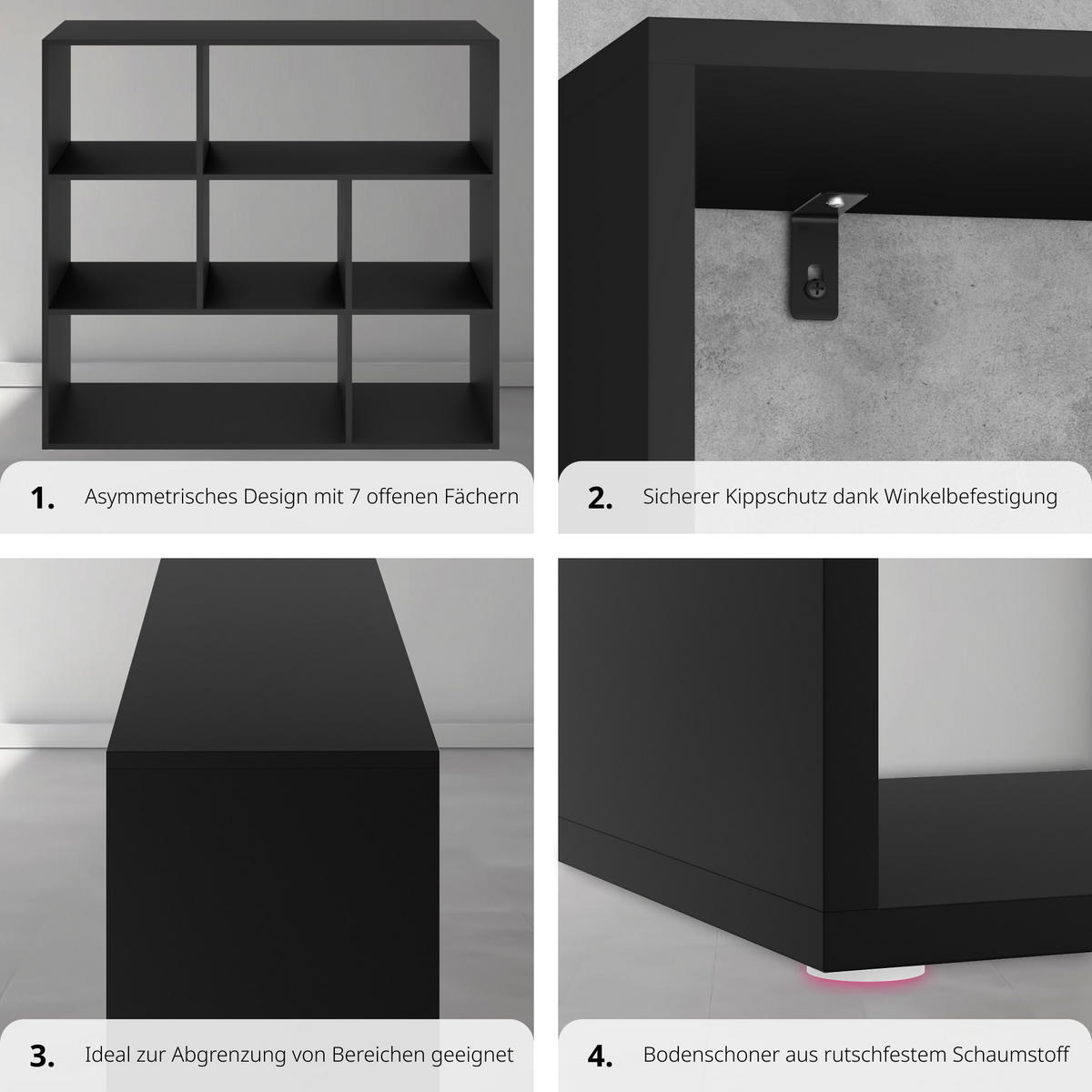 BÜCHERREGAL Tartu,104 x 29 x 107 cm,schwarz - Schwarz, Holzwerkstoff (104/107/29cm) - tectake