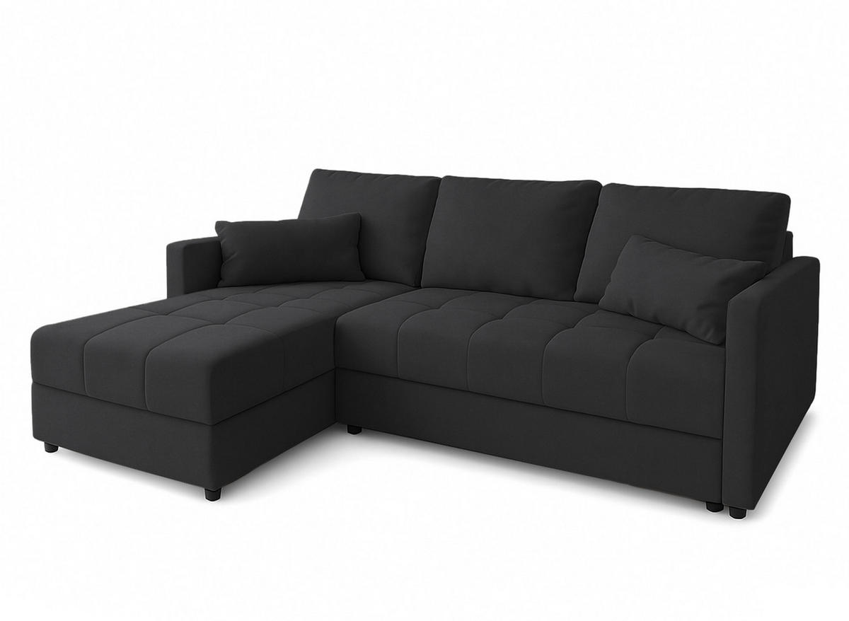 ECKSOFA L Form Dolceo Nachtschwarz 226/140/78 cm – Schlaffunktion Universell Links Rechts - Wengefarben/Schwarz, Kunststoff/Textil (140/226cm) - AX Living
