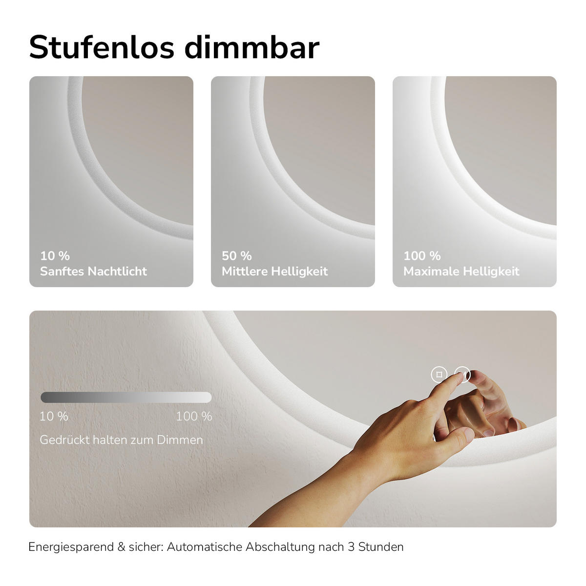 OGLINDA de baie cu LED-uri Ø 60 cm - transparent, sticlă (60/60/3.5cm) - EMKE