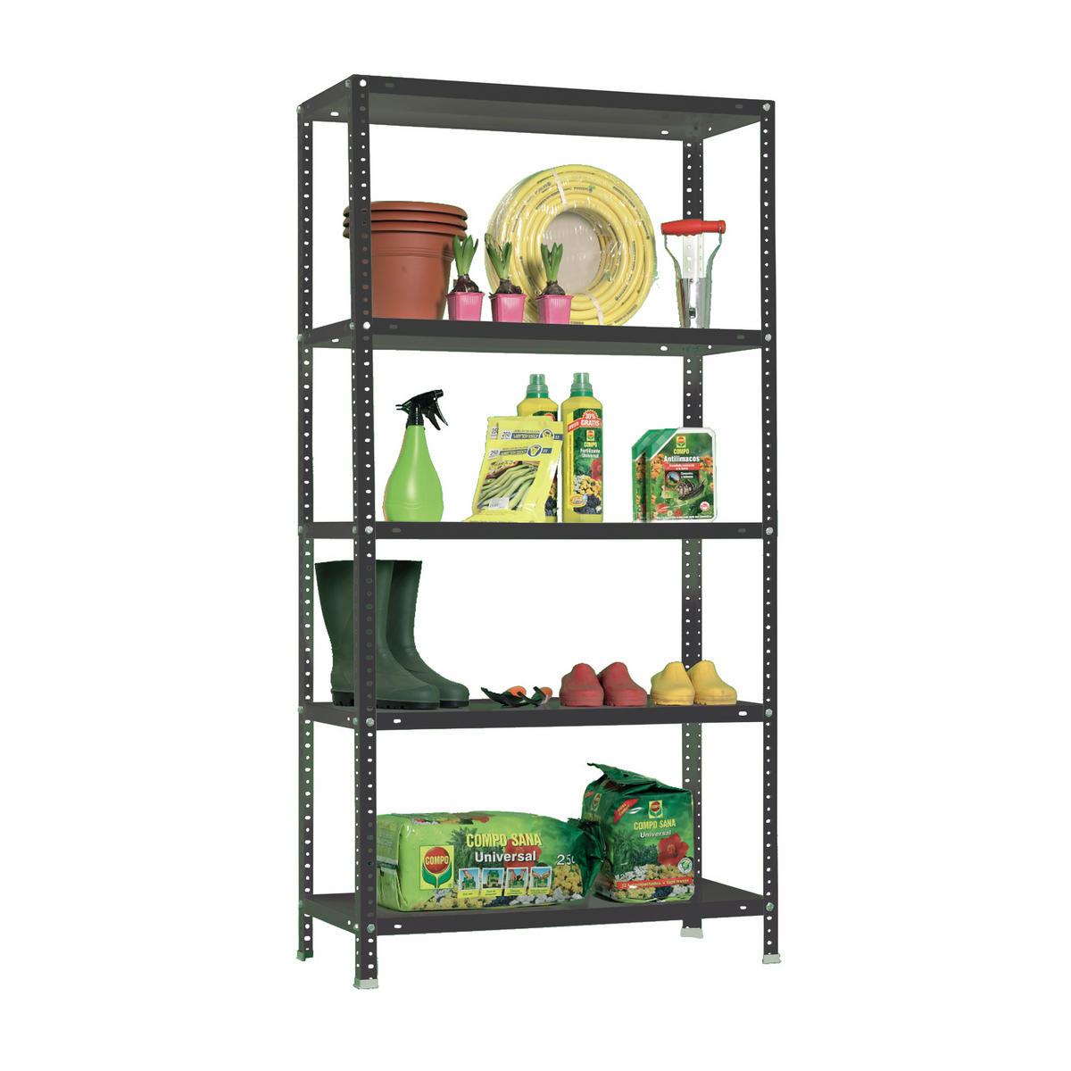 SCHRAUBREGAL PANDA | HxBxT 180x80x30cm | 5 Fachböden | Fachlast 100kg | Anthrazit - Anthrazit, Metall (80/180/30cm) - PROREGAL