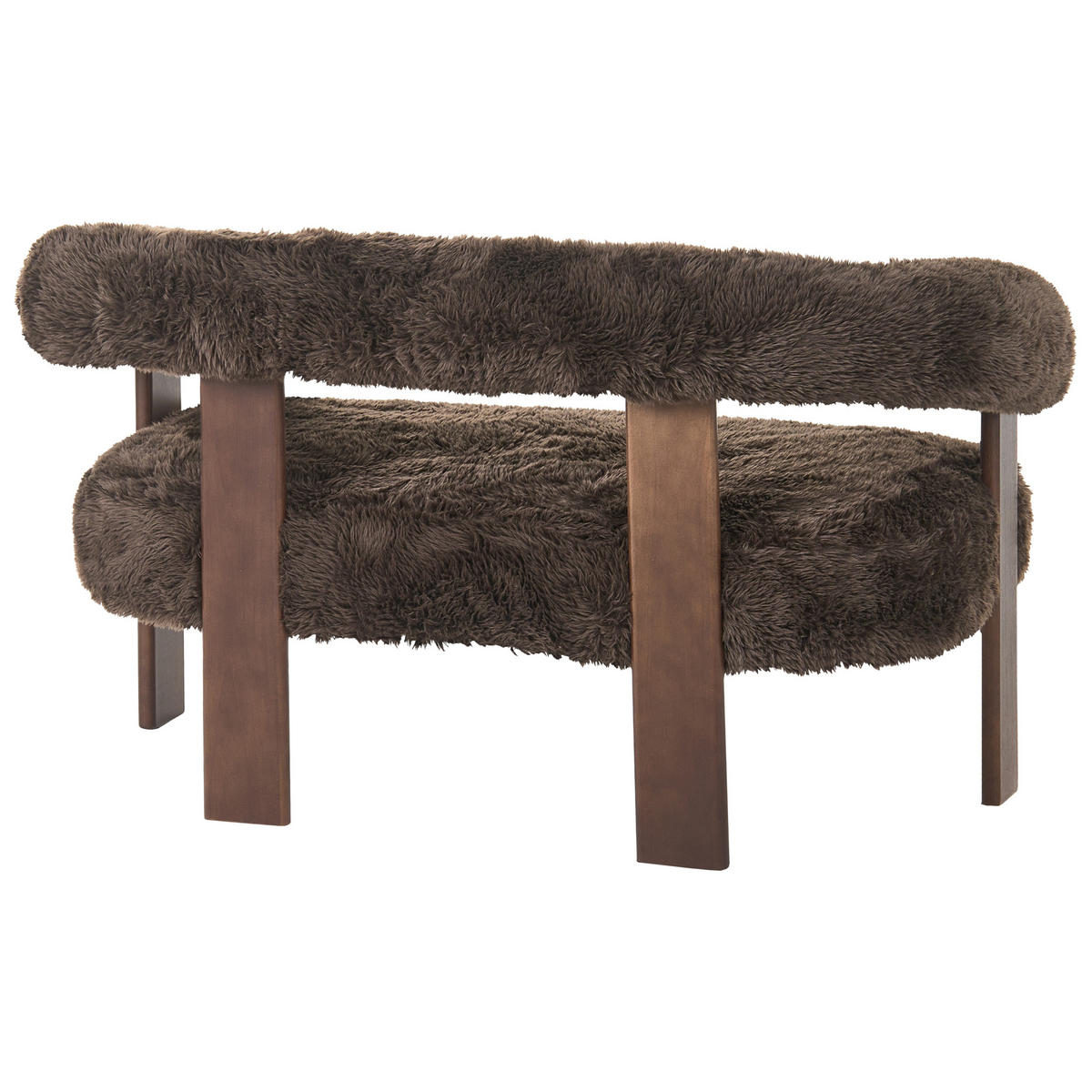 2-SITZER-SOFA Webpelz Dunkelbraun Ilbro - Dunkelbraun, Textil (138/76/68cm) - Beliani