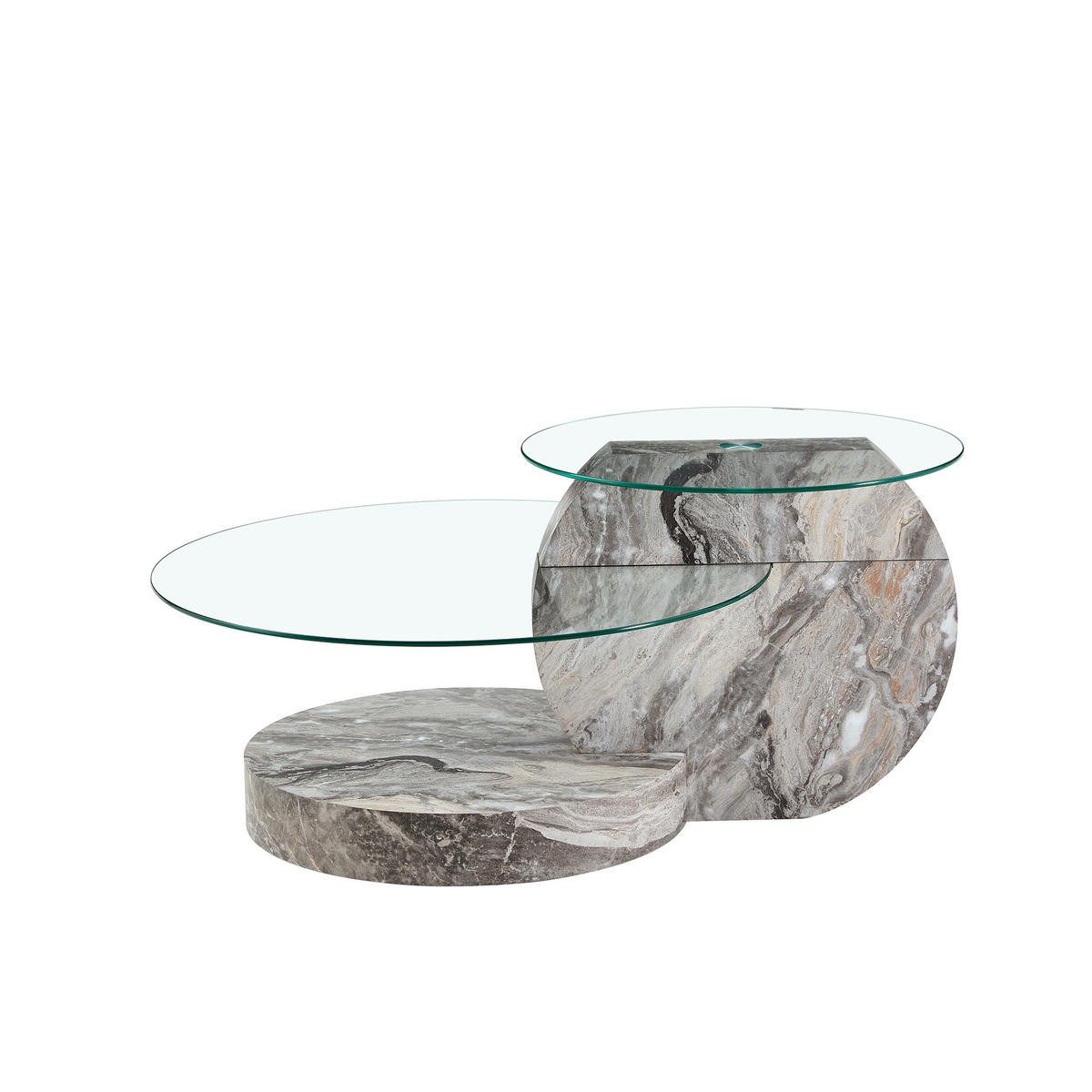 COUCHTISCH Grau/Transparent 90/70/44 cm - Grau, Holzwerkstoff (70/90/44cm) - PANGIVO
