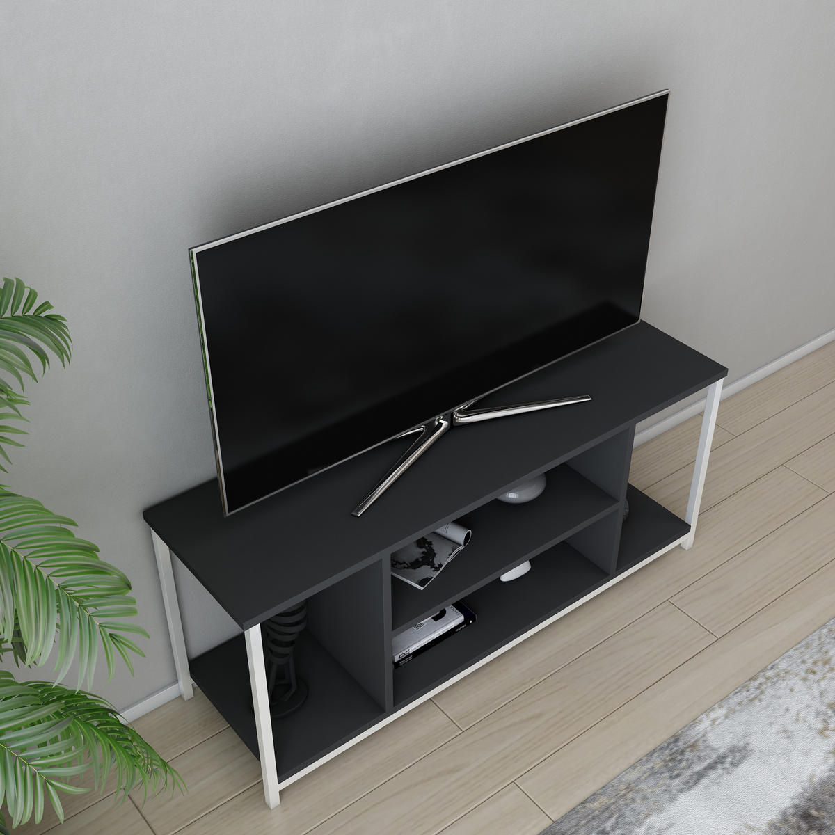 TV-ELEMENT Rinaldo Weiß-Anthrazit - Anthrazit/Weiß, Holzwerkstoff (120/51/35cm) - Decorotika