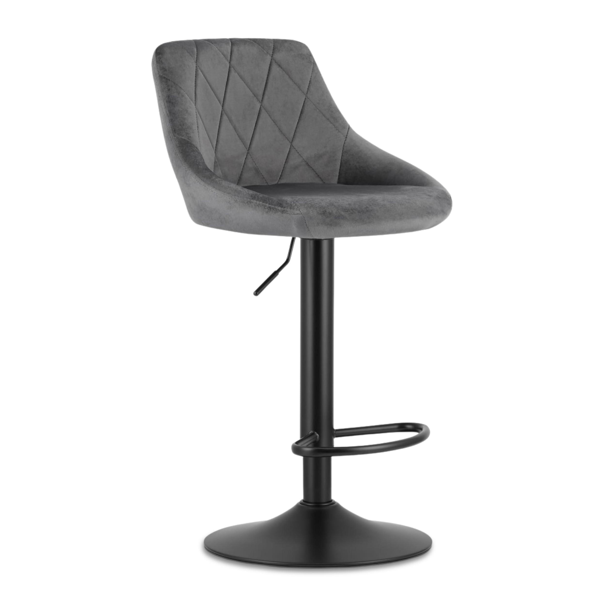 BARHOCKER, drehbar, HÖHENVERSTELLBAR, Velours, in Grau, Modernes Design - Schwarz, Textil (36/107/38cm) - Best For Home