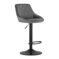 BARHOCKER, drehbar, HÖHENVERSTELLBAR, Velours, in Grau, Modernes Design - Schwarz, Textil (36/107/38cm) - Best For Home