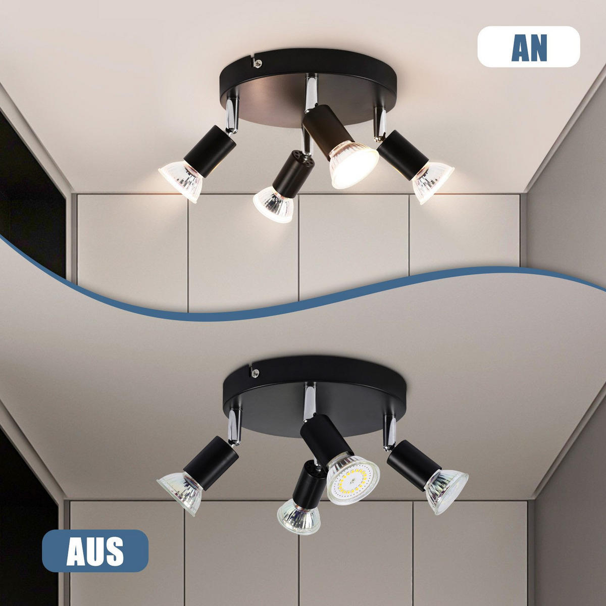 STRAHLER Birtha 4-flammig 18/18/11 cm - Schwarz, Metall (18/18/11cm) - Nettlife