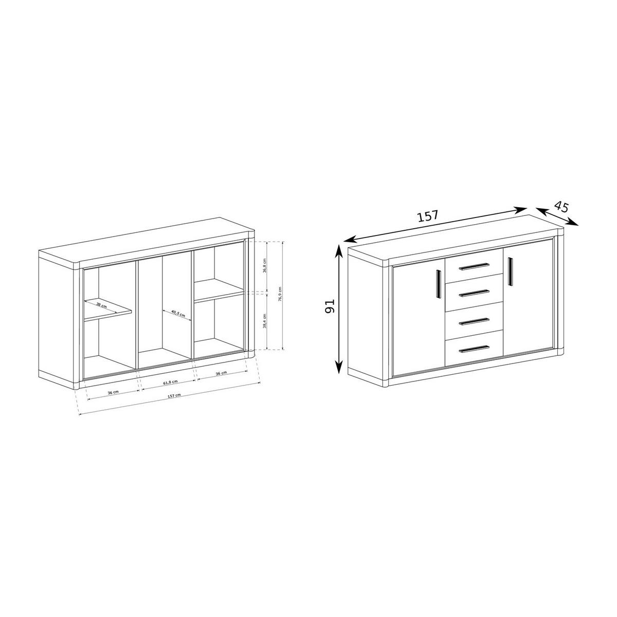 KOMMODE Dallas D-1 157 x 91 x 45 cm Eiche Sonoma - Sonoma Eiche, Holzwerkstoff/Kunststoff (157/91/45cm) - Koseto