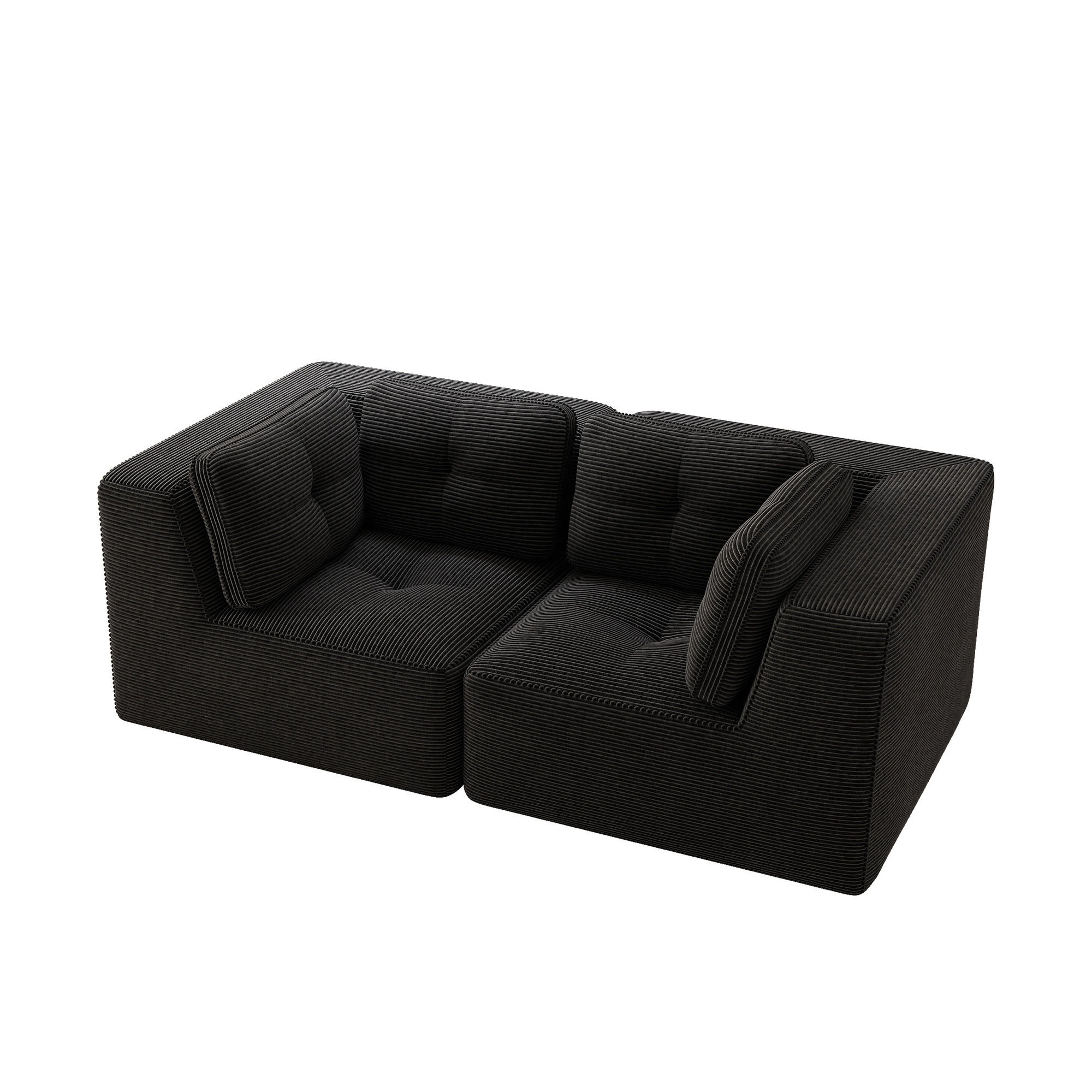 2-SITZER Sofa 208x104x69 cm aus Cordstoff rahmenlos modular, schwarz - Schwarz, Textil (104/69/208cm)