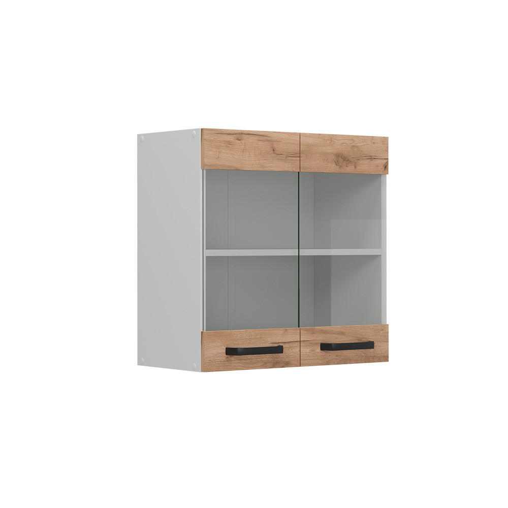 KÖKSGLASSKÅP R-Line Goldkraft ek 60 cm Honungsek, Vit 60/60/31 cm