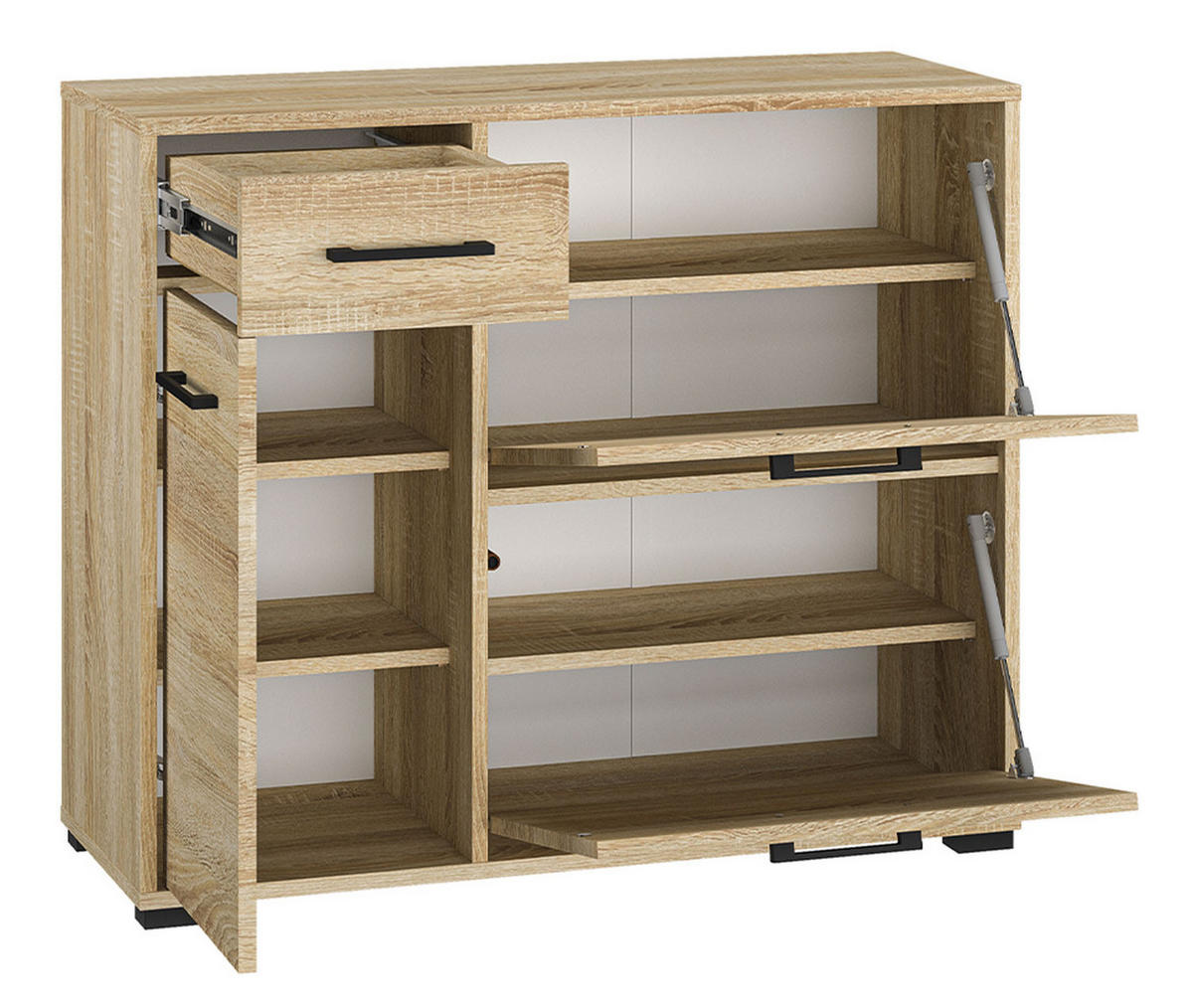 SCHUHSCHRANK Caro Sonoma Eiche hell 90 / 34 / 76cm - Braun/Sonoma Eiche, Holz/Holzwerkstoff (90/76/34cm) - Feldmann-Wohnen