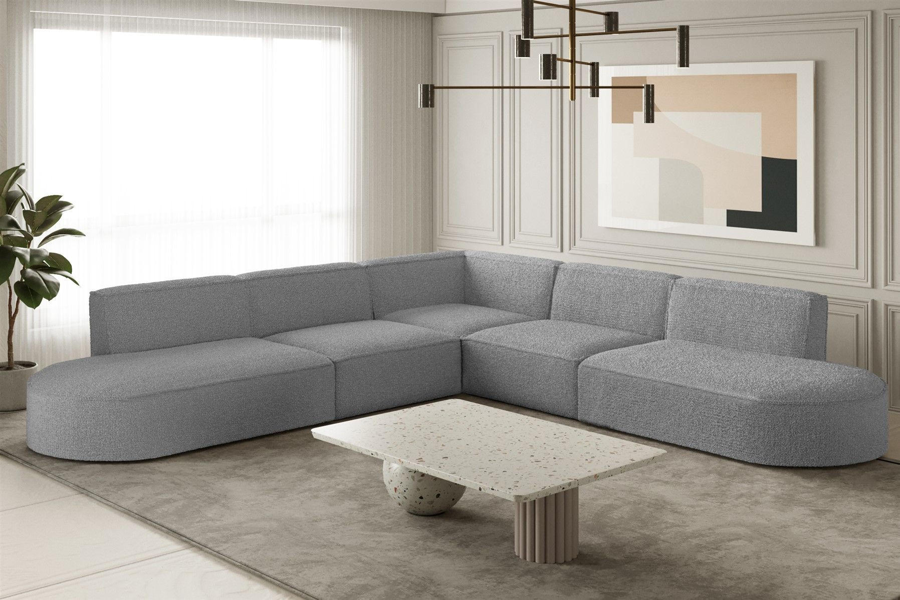 ECKSOFA Universal Palma Ascot Bukla - Taupe, Holzwerkstoff/Textil (276/276cm) - Fun Möbel