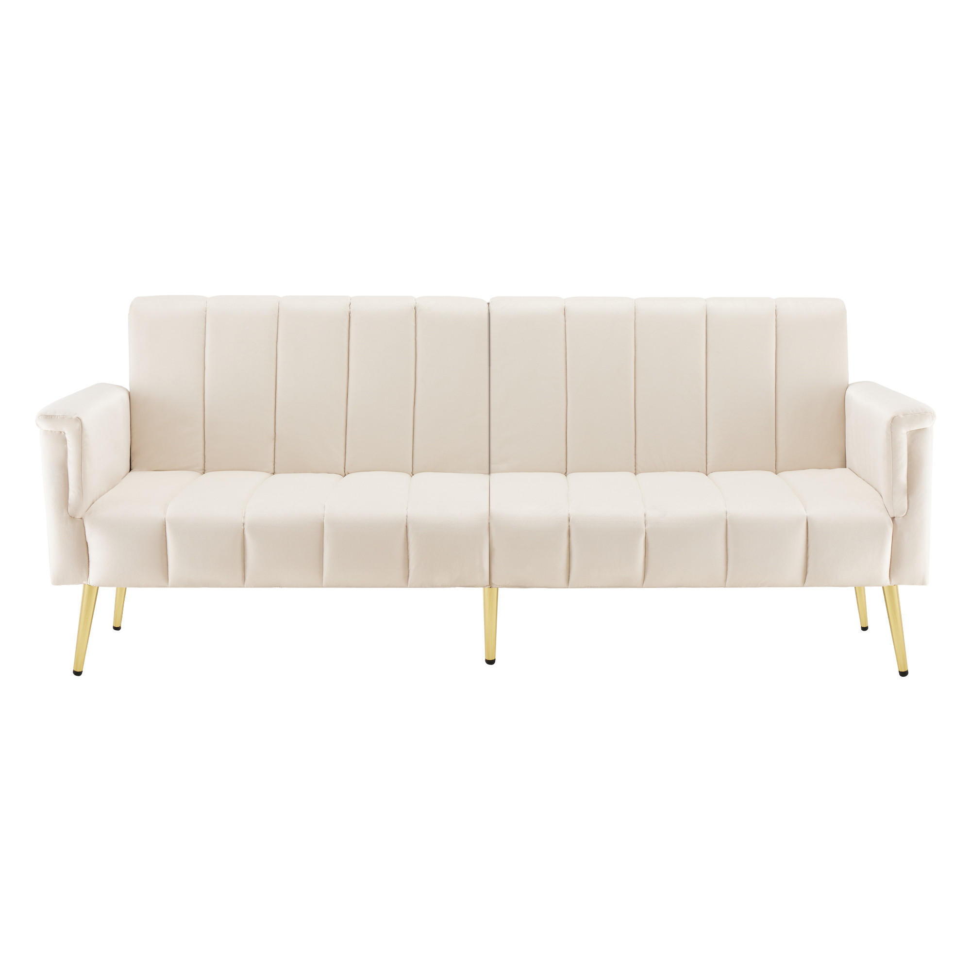SCHLAFSOFA 183/76/75 cm Beige mit Stützbeine aus Metall - Beige, Textil (183/75/76cm) - Oxeza
