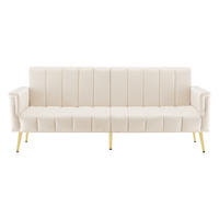 SCHLAFSOFA 183/76/75 cm Beige mit Stützbeine aus Metall - Beige, Textil (183/75/76cm) - Oxeza