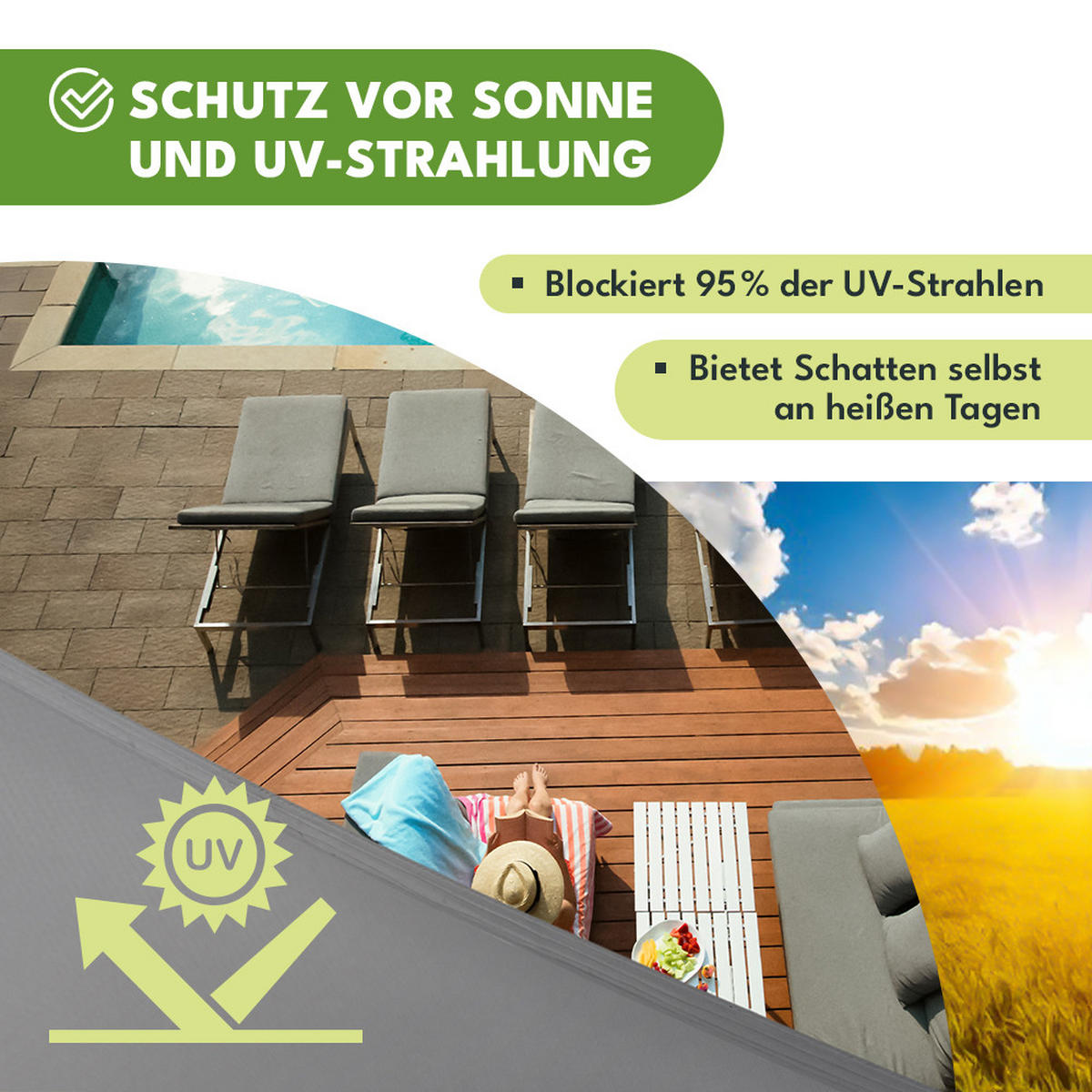 SONNENSEGEL Wasserdicht Rechteckig Grau 3x2m - Grau, Textil (300/200cm) - KRUMAD