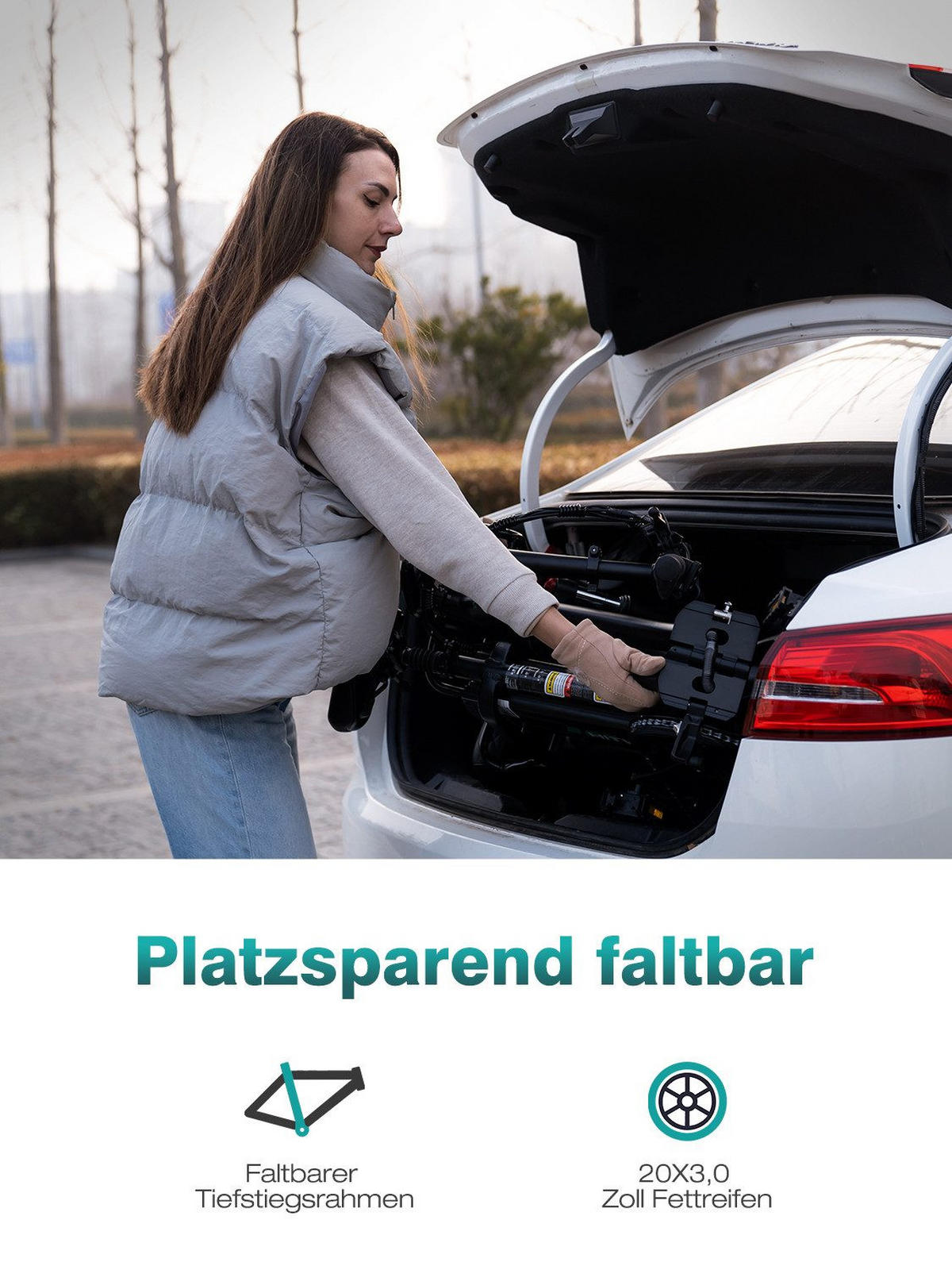 E-BIKE Klapprad BK6SL1 20*3,0 Zoll 36V15,6Ah Akku bis zu 150km Reichweite, 7 Gang - Schwarz, Metall (38cm) - HITWAY
