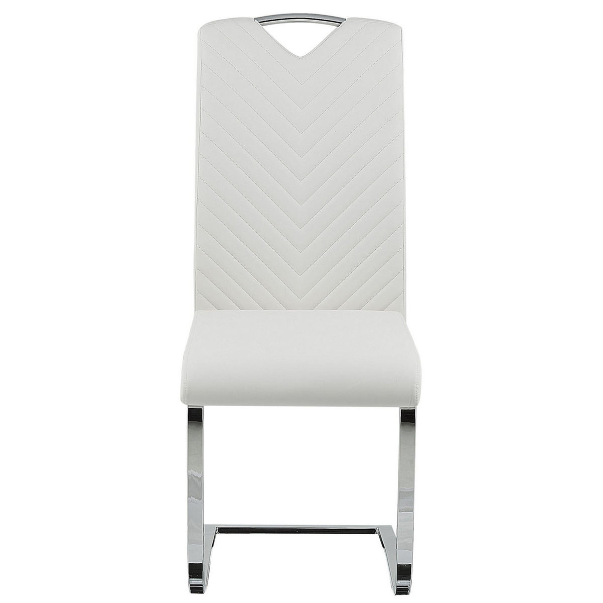 ESSZIMMERSTUHL 2er-Set Kunstleder Weiß Picknes - Weiß, Textil/Metall (43/105/55cm) - Beliani